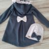 detská bavlnená bunda s mašľou a kapucňou